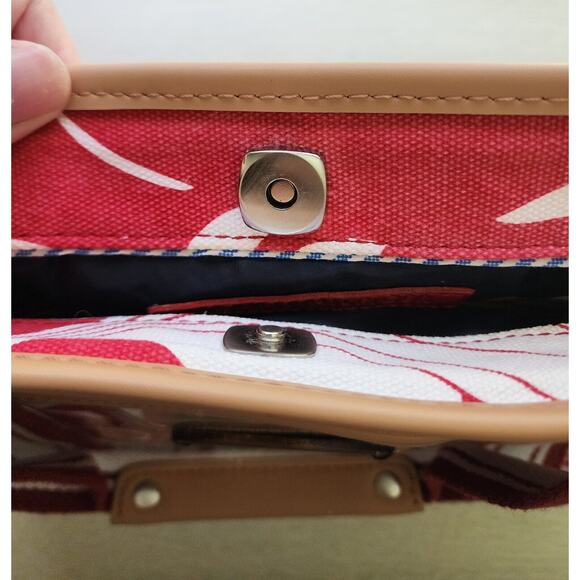 PURSE/HANDBAG-TOMMY HILFIGER-Red White-Plastic Cover-Beach-Boating-Snap Top - Picture 9 of 16